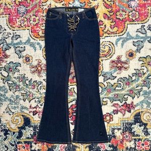Vintage 90’s-Y2K Mudd Low Rise Tie Front Lace Up Flare Leg Jeans